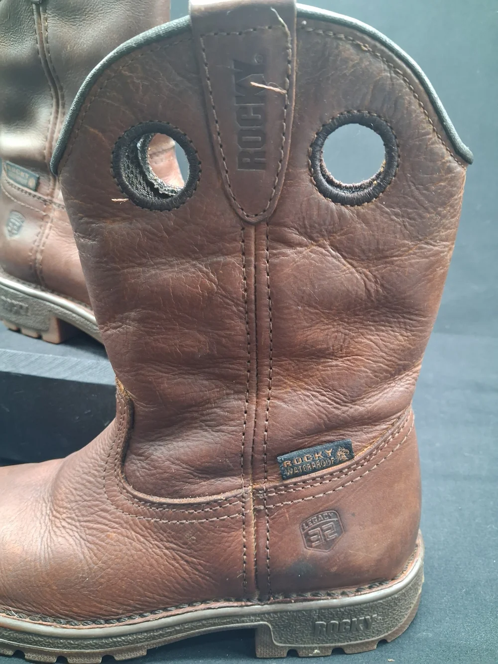 Rocky Brown Leather Pull-On Work Boots